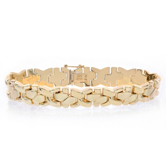 10.9mm 14K Yellow Gold Fancy Link Bracelet - Picture 1 of 4